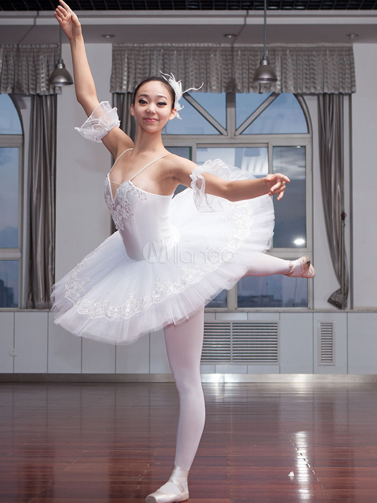 かわいい古典的な白いオーガンザ女性のバレエ ドレス Milanoo Jp