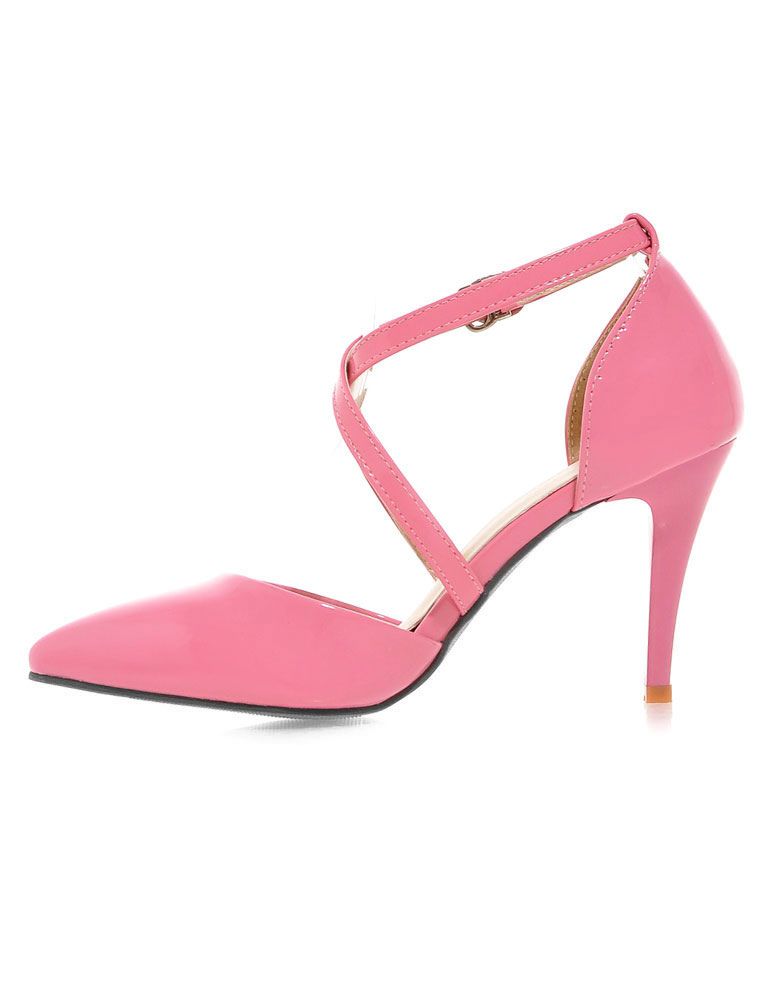 Apricot High Heels Pointed Toe Criss-Cross Women's Solid Color Pumps ...