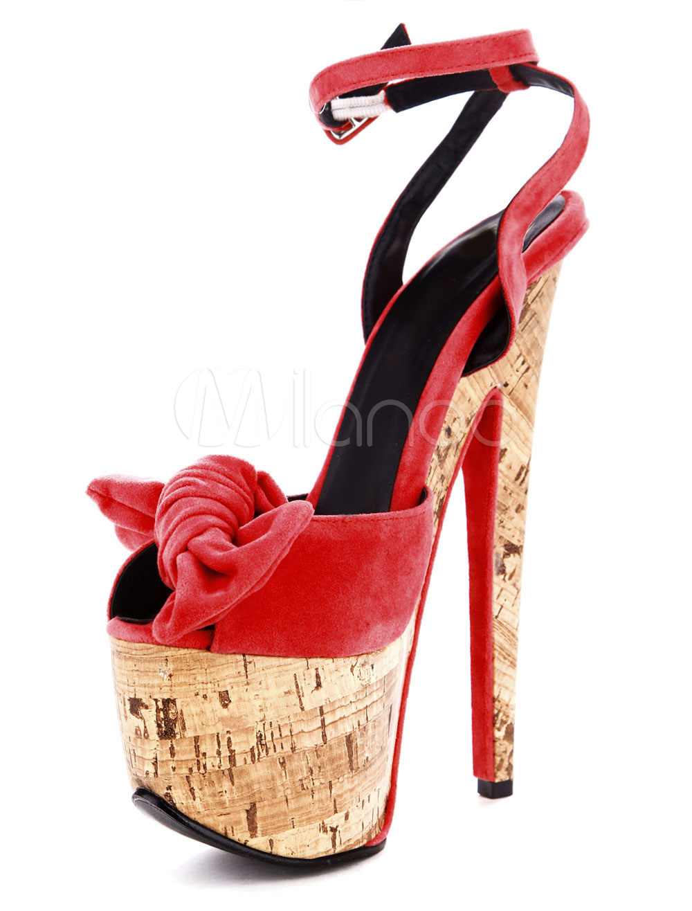 Platform High Heel Sandals Women's Suede Ankle Strap Peep Toe Stiletto ...