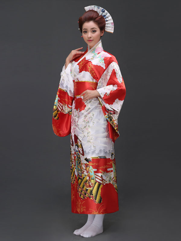 Red Women's Japanese Kimono Costume - Milanoo.com