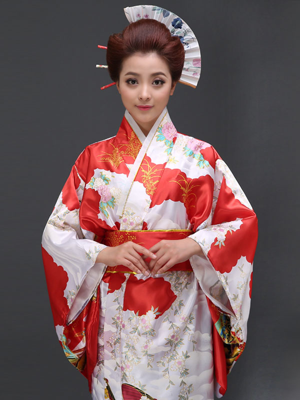 Red Women's Japanese Kimono Costume - Milanoo.com