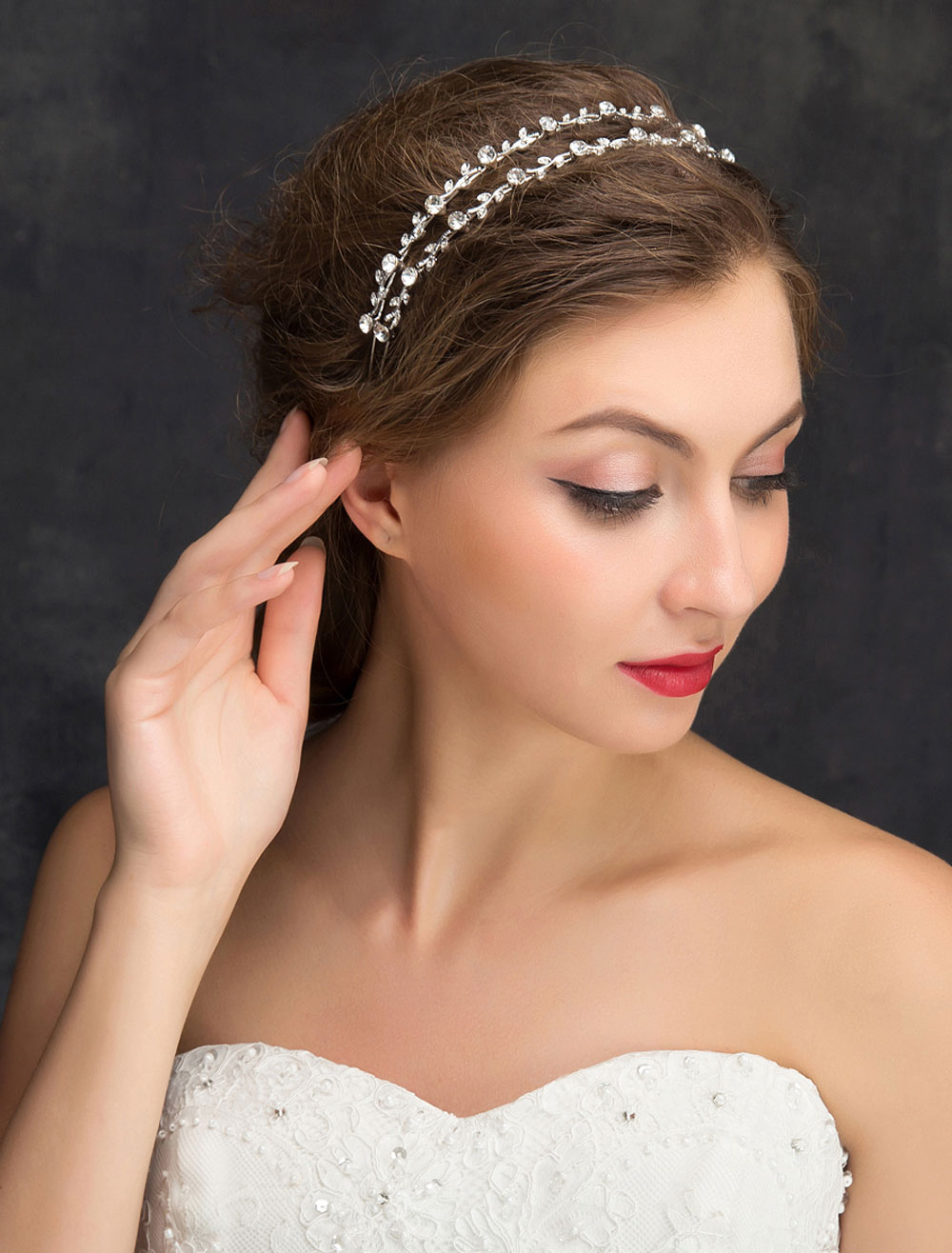 Beach Wedding Headband Silver Rhinestone Alloy Bridal Headpieces