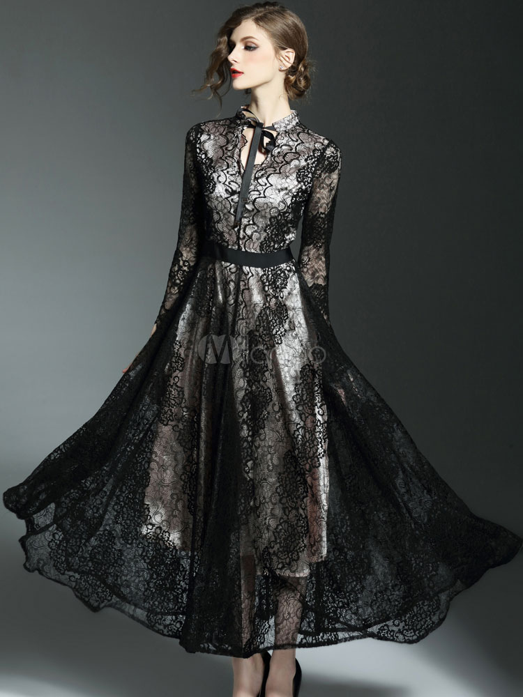 black dress with embellished collar