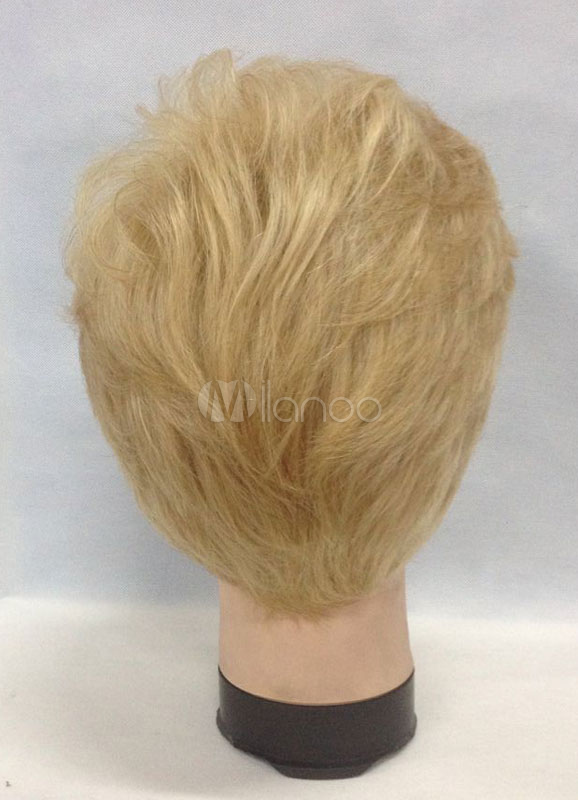 Donald Trump Wig Blond Layered Straight Short Human Hair Wig - Milanoo.com