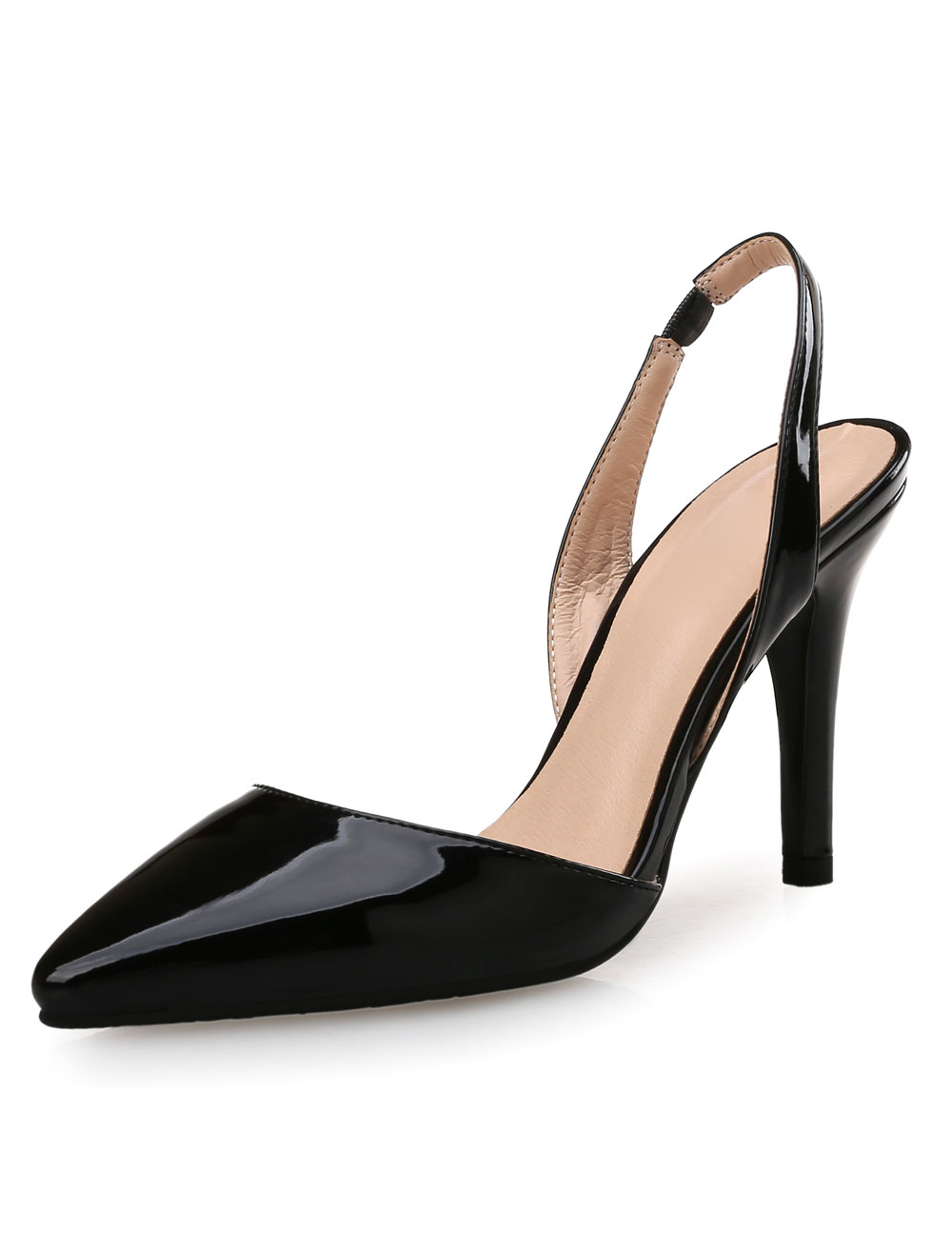 Black Slingback Heels Pointed Toe Stiletto Heel Pumps for Women ...