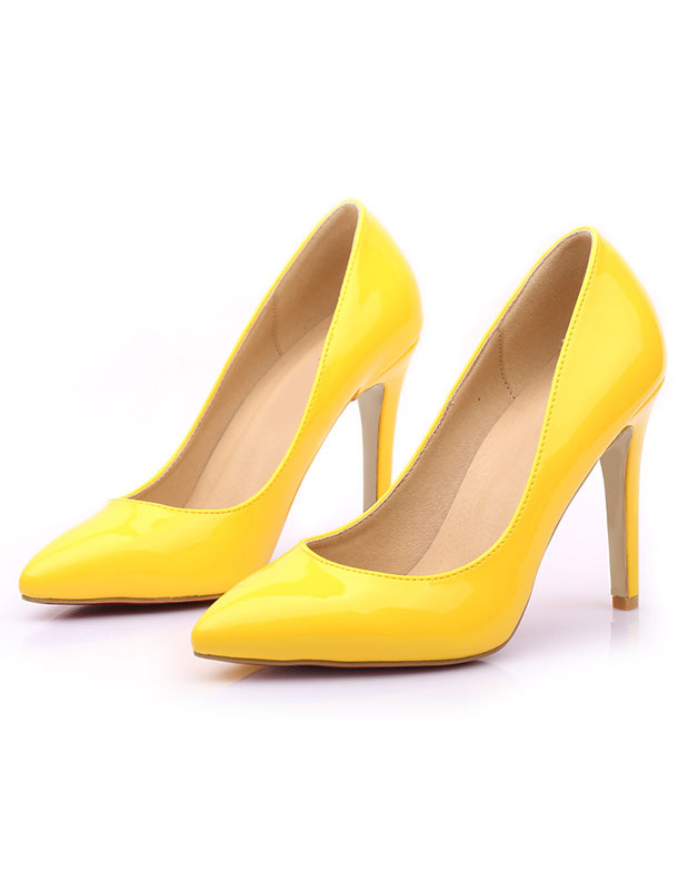Yellow High Heels Pointed Toe Women's 