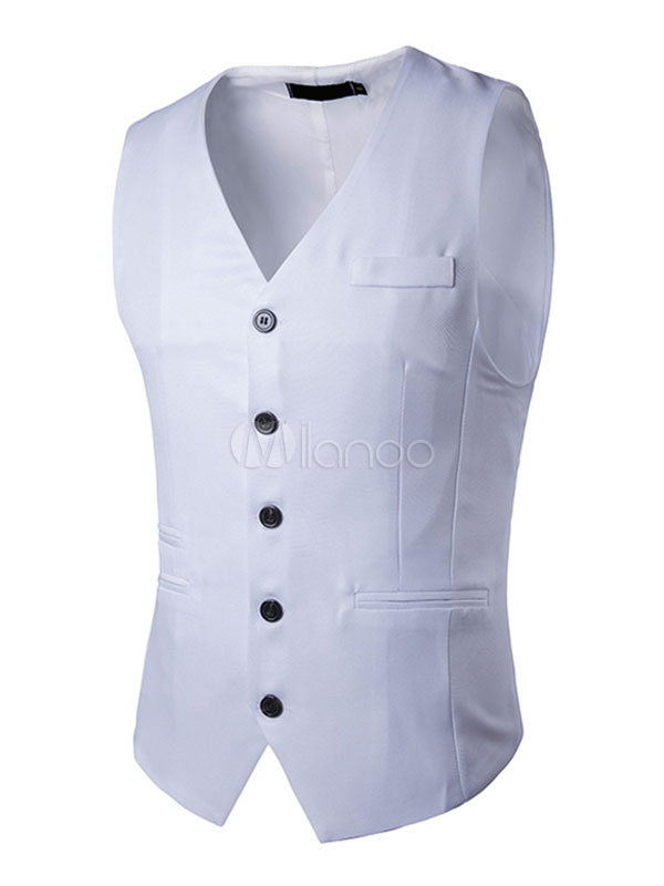 Light Grey Waistcoat Men's Single Breasted 5 Button Regular Fit Jacket ...