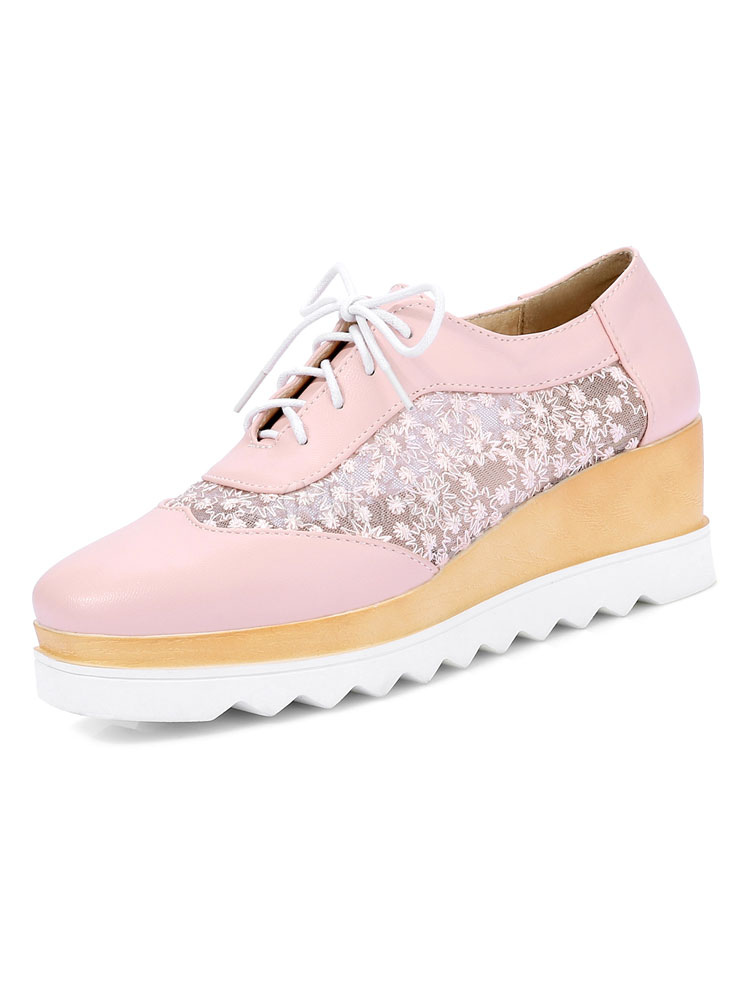 light pink wedge sneakers