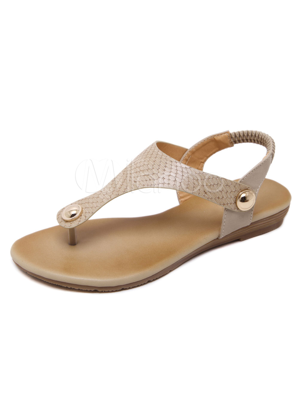 Apricot Thong Sandals Women's Python Pattern Metallic Detail Slingback ...