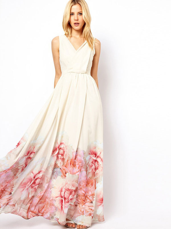 chiffon white maxi dress