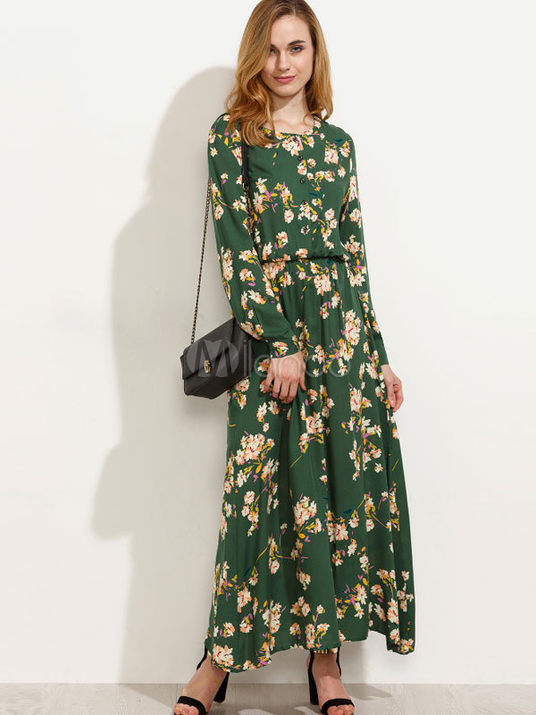 Green Floral Maxi Dresses Outlet Store ...