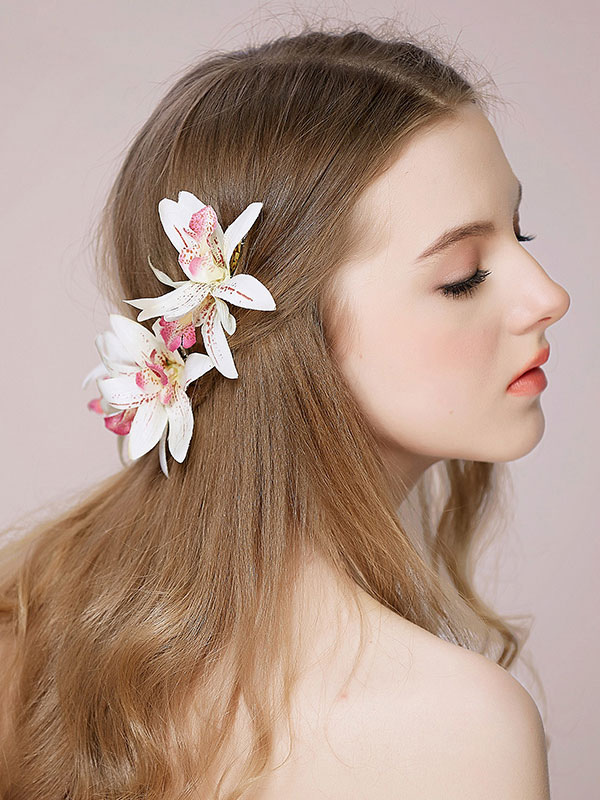 Wedding & Events Wedding Accessories | Wedding Flower Hair Slides Lily Silk Flower Bridal Hair Clasp - GN47545