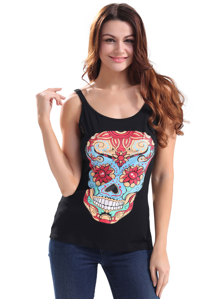 plus size skull tank tops