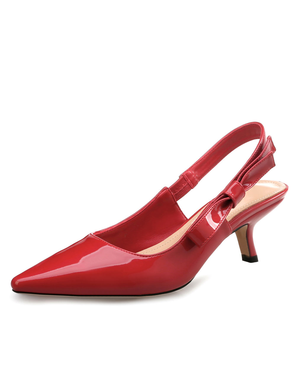 Pointed Toe Pumps Women's Red Slingback 