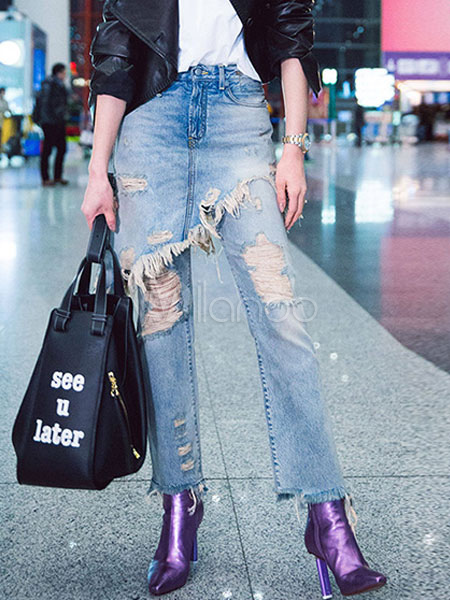 denim jeans with skirt attached