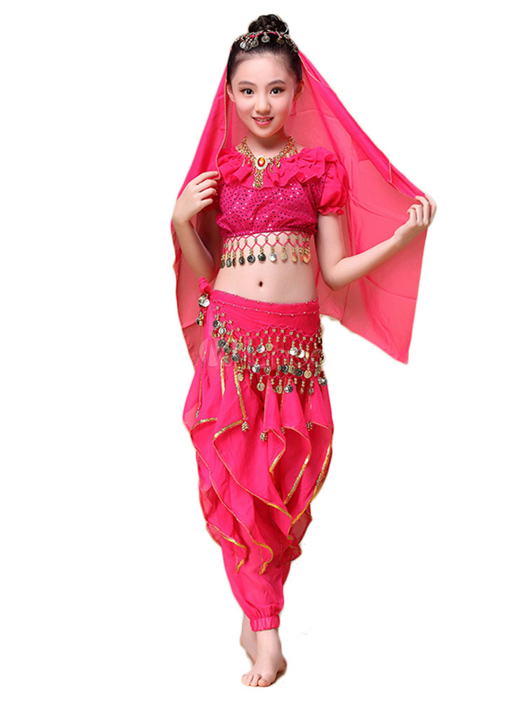 Kinder Bauchtanz Kostüm 2-teilig - Indischer Tanz Outfit Für Mädchen