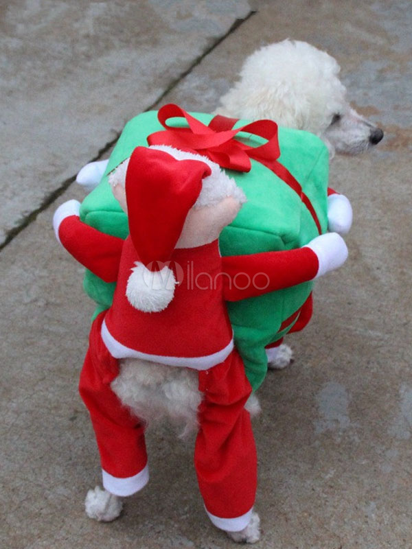 Dog Costume Carrying Box Halloween Ride On Costume Red Velvet Christmas