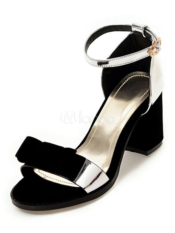 color block chunky heel sandals