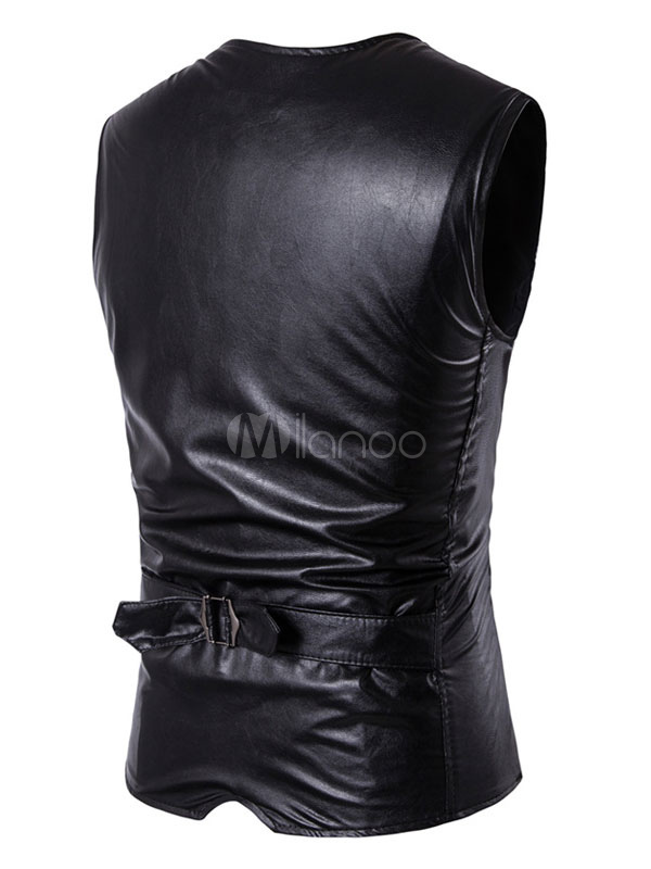 Deep Blue Vest Jacket Men's V Neck Sleeveless Short Regular Fit