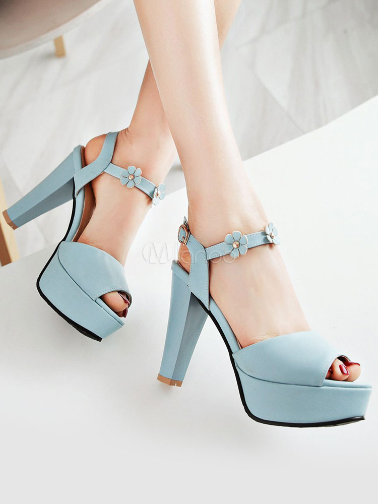 light blue platform pumps