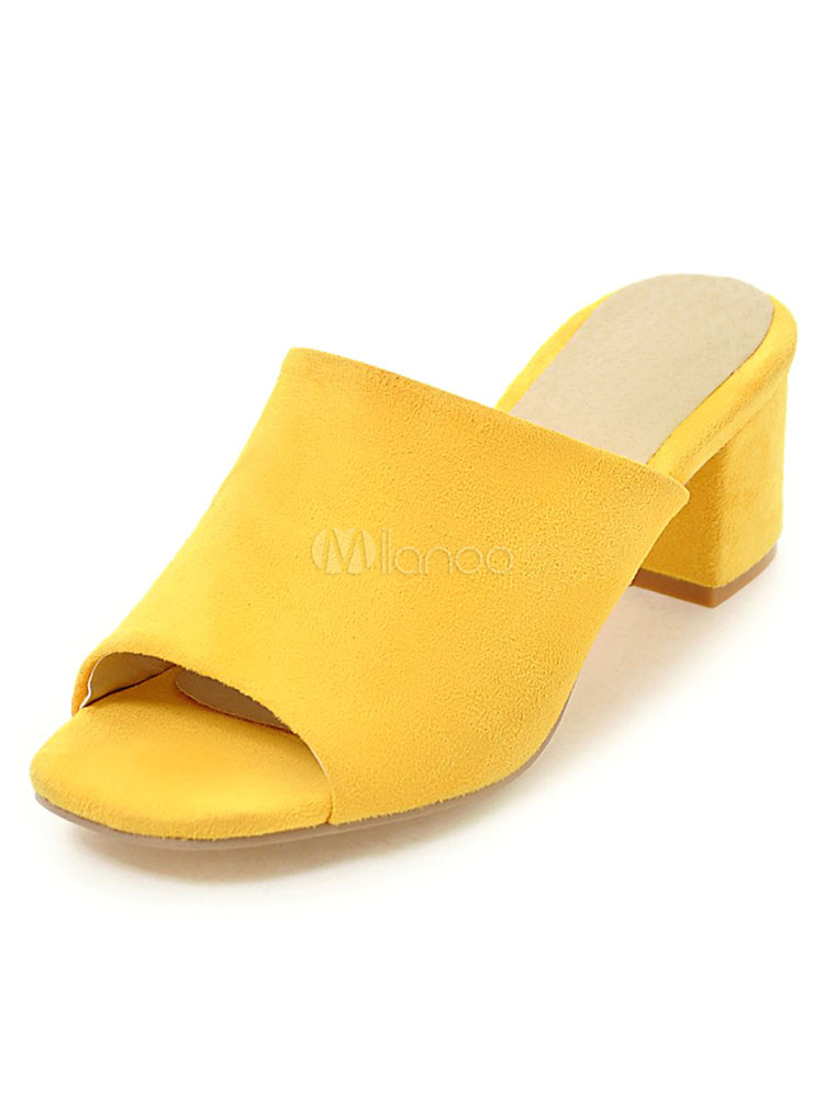 yellow open toe mules