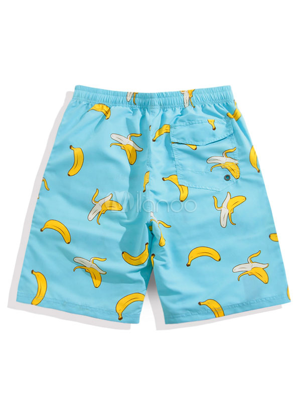 Pantaloncini da spiaggia blu disegno di frutta pantaloni corti semplici  filo elastico di poliestere spiaggia - Milanoo.com