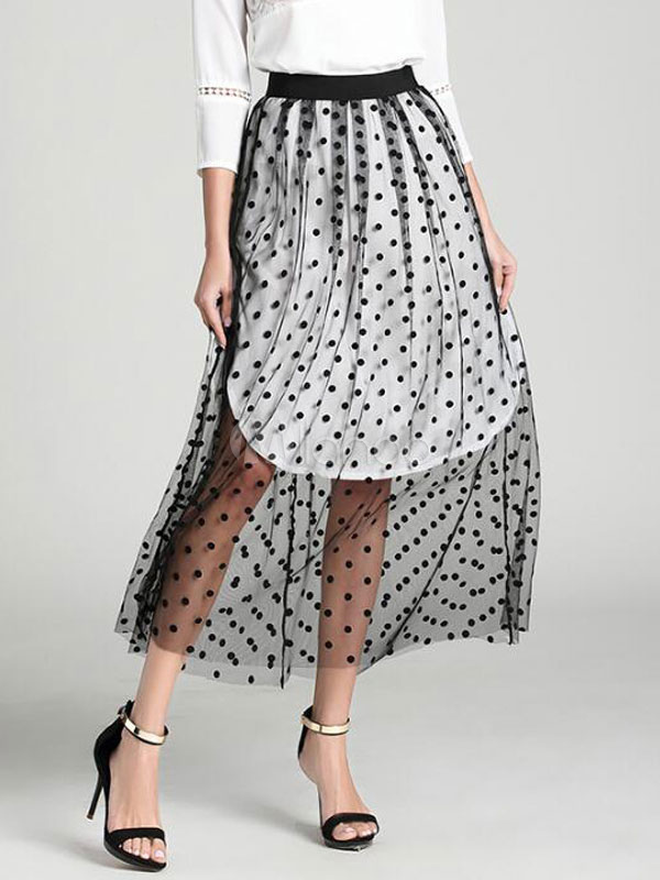 polka dot layered skirt