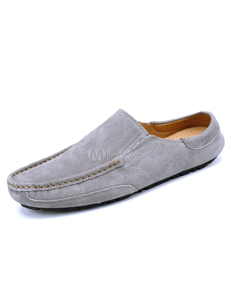 brown backless loafers