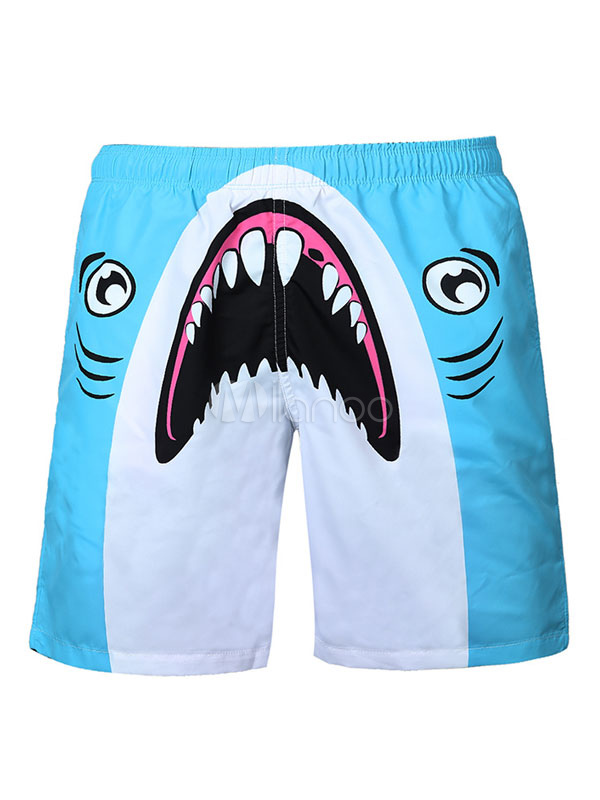 mens shark print swim trunks