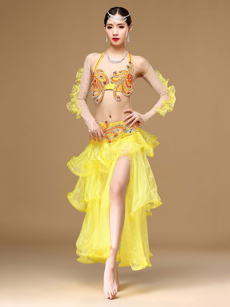 Déguisement Danseuse Costume Danse Du Ventre Femme Oyolan - Tenue Orientale Avec Paillettes - Taille Unique - Carnaval/Halloween Tenue Danse Orientale Femme