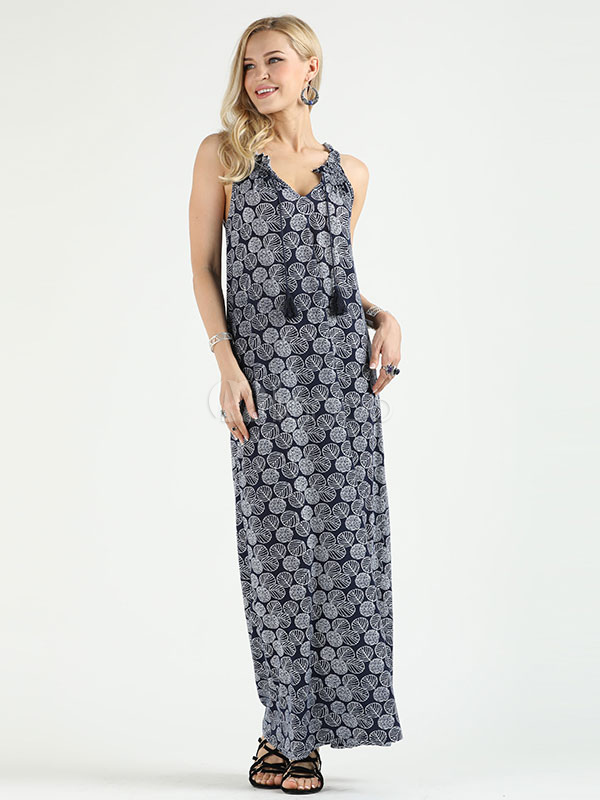 navy boho maxi dress