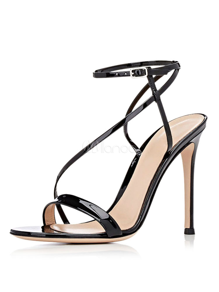 black strappy evening shoes