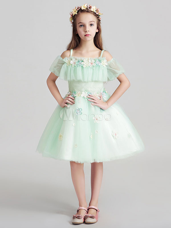 pastel green flower girl dress