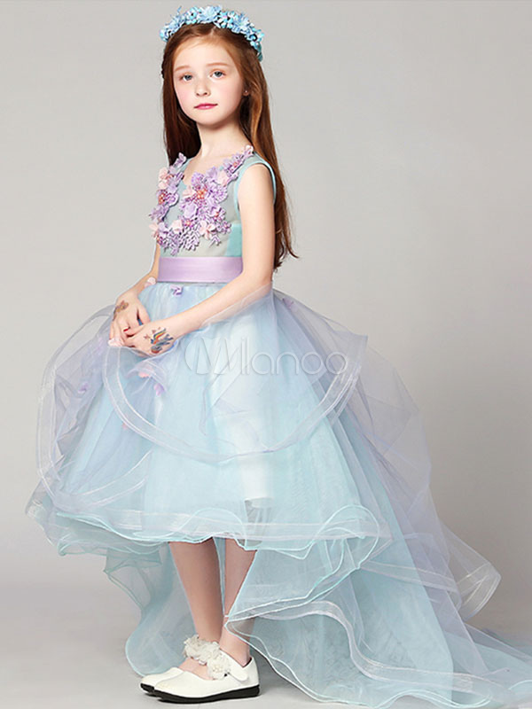 pastel blue flower girl dress