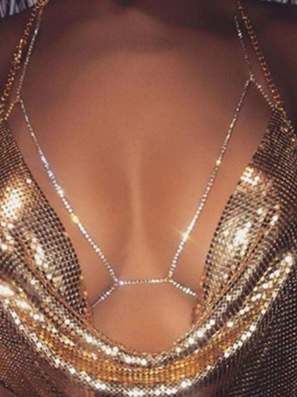 Body Chain Bra Women's Silver Alloy Body Harness Jewelry - Milanoo.com