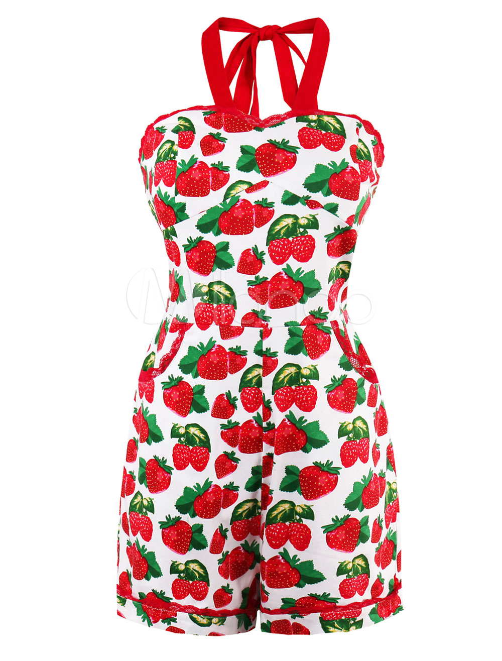 strawberry romper womens