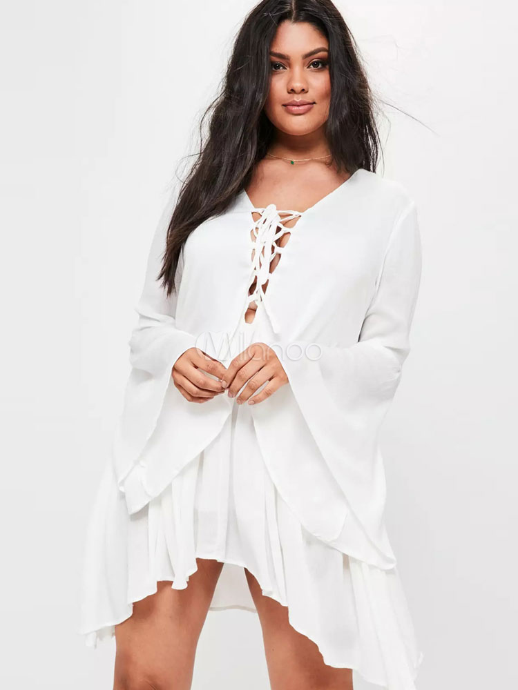 white shift dress plus size