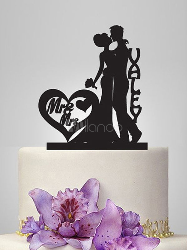 Buy Wedding Cake Toppers Black Personalized Mr And Mrs Wedding Decorations ...