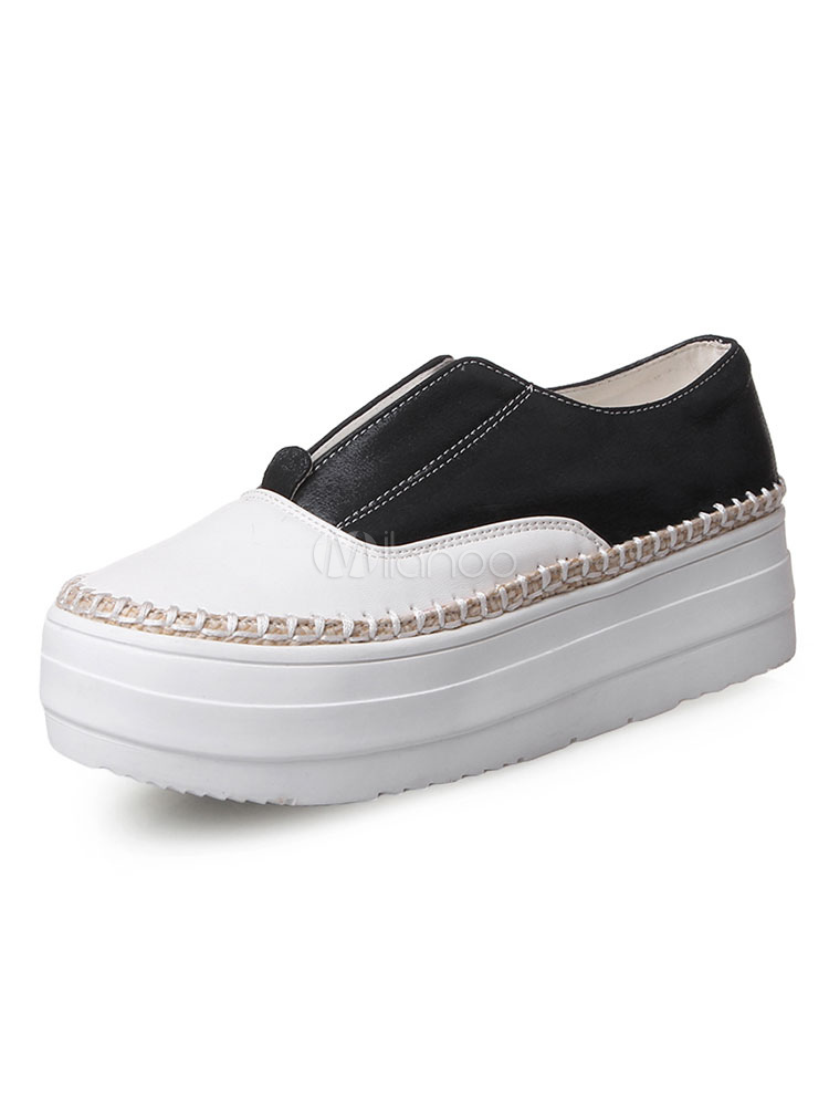 Women's Silver Loafers Round Toe Platform Slip On Shoes - Milanoo.com