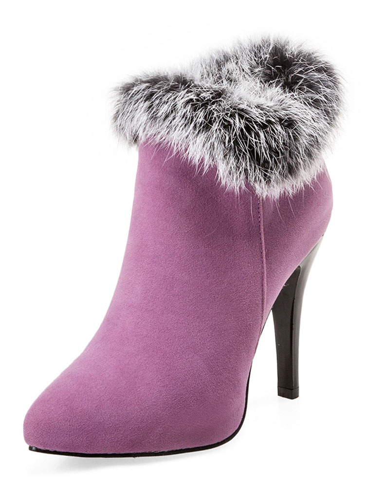 purple booties heels