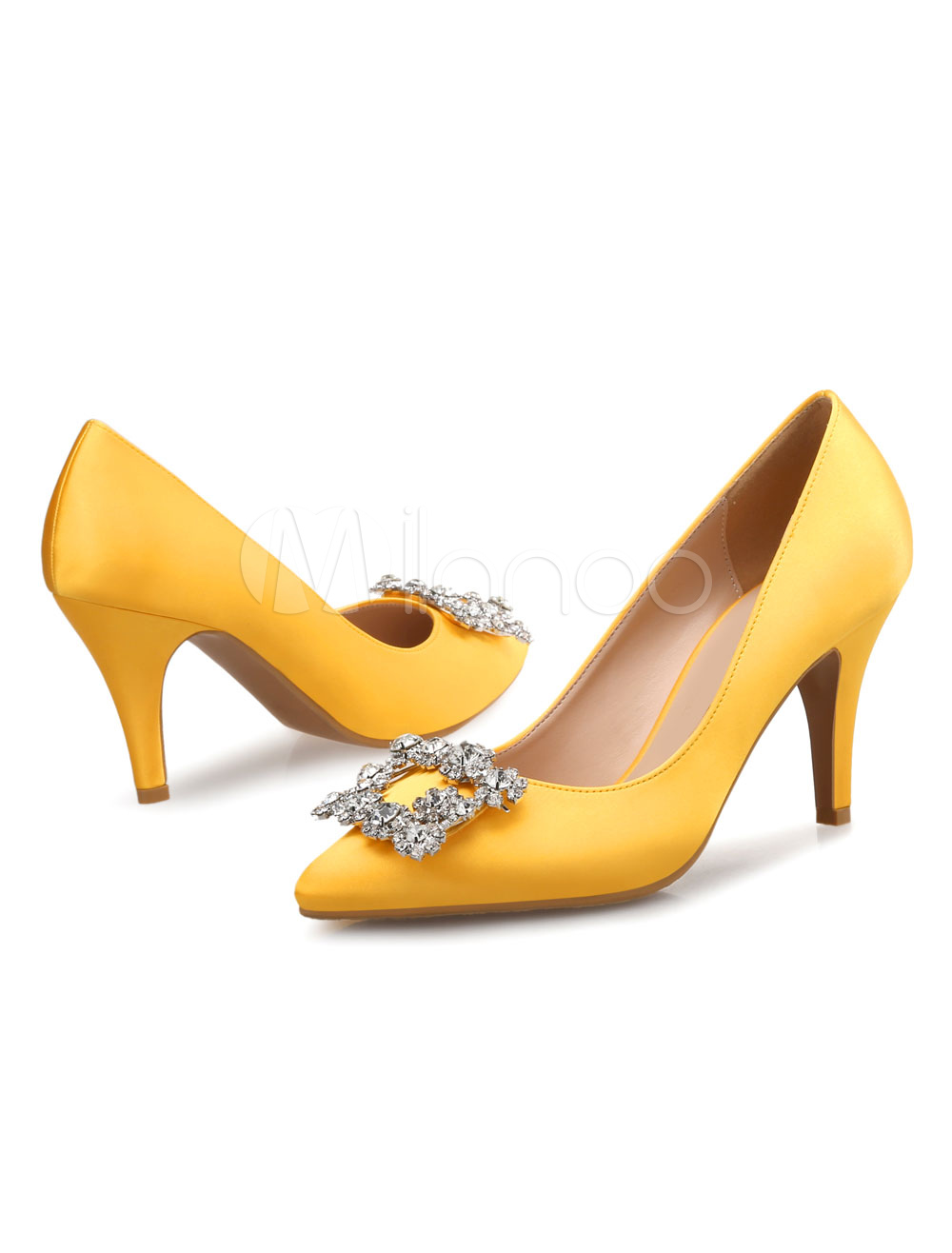 yellow rhinestone heels