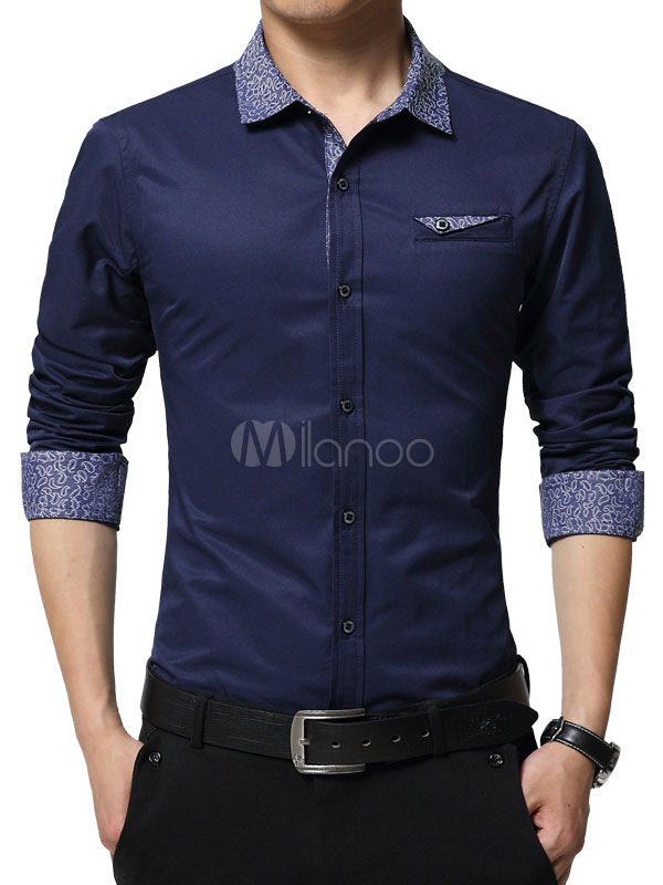 Light Blue Shirts Men's Long Sleeve Business Casual Shirt - Milanoo.com