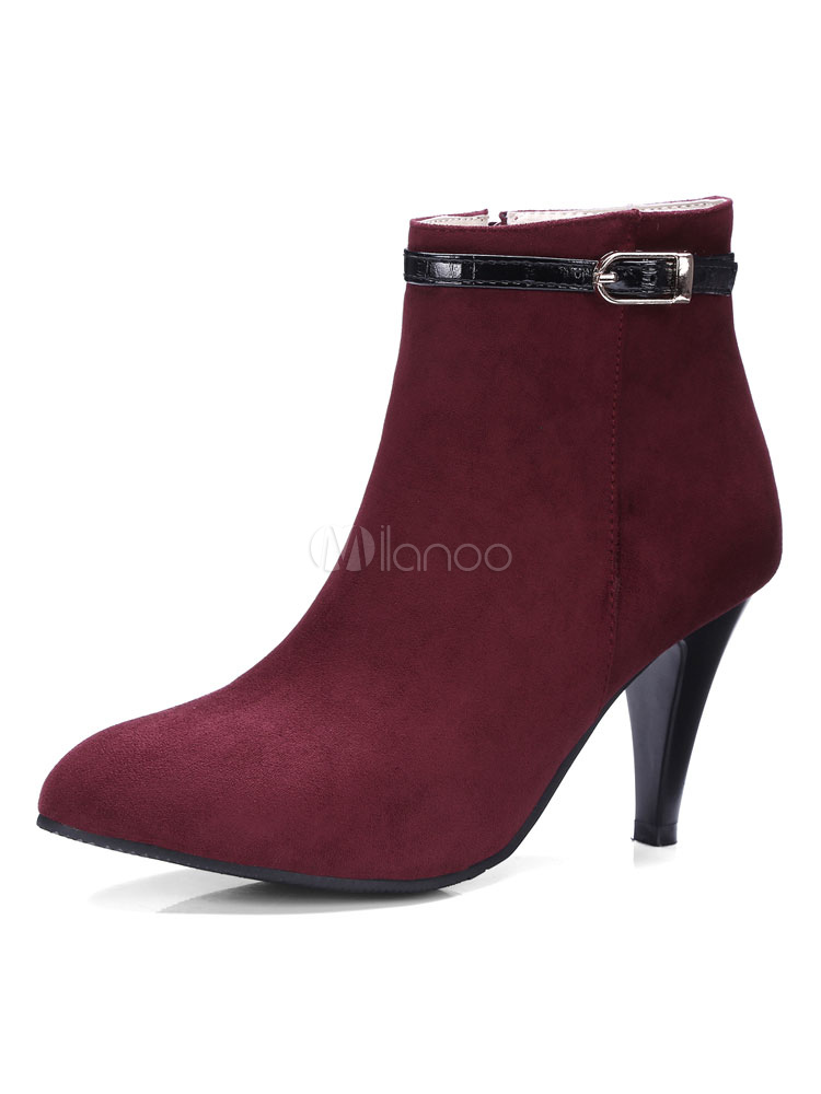 red metallic booties