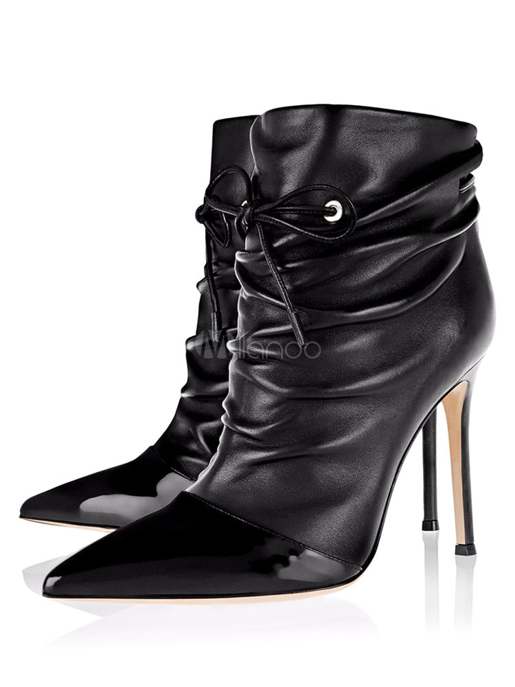 faux leather stiletto booties