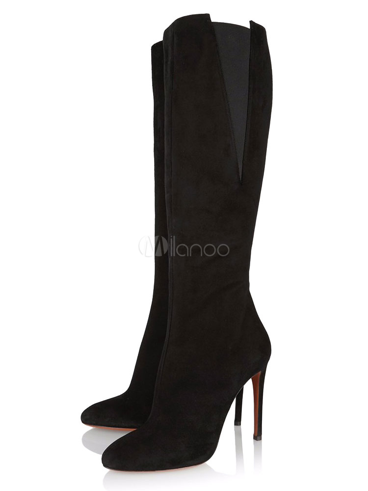 Pointed Toe Wide Calf Boots - Milanoo 
