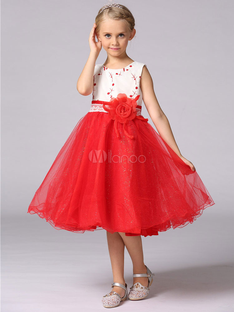 Tutu Flower Girl Dresses Blue Tulle Ribbon Bow Knee Length Kids Dinner ...