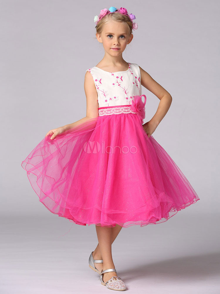 Tutu Flower Girl Dresses Blue Tulle Ribbon Bow Knee Length Kids Dinner ...