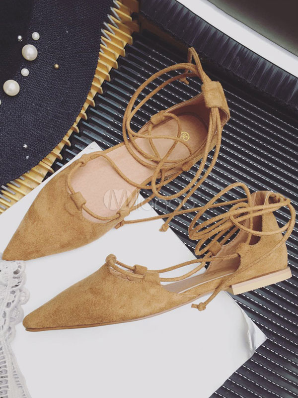 brown flat pointed shoes