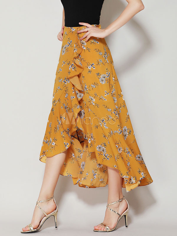 chiffon floral skirt long