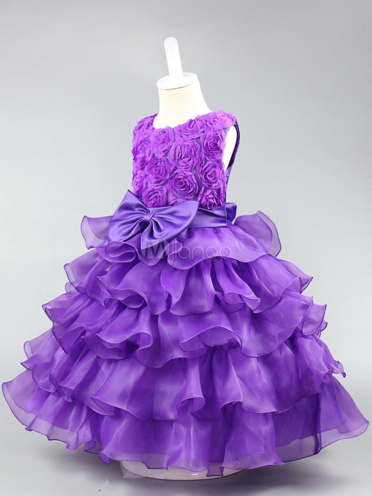 Flower Girl Dresses Lavender Tiered Organza Kids Pageant Dresses Tutu ...